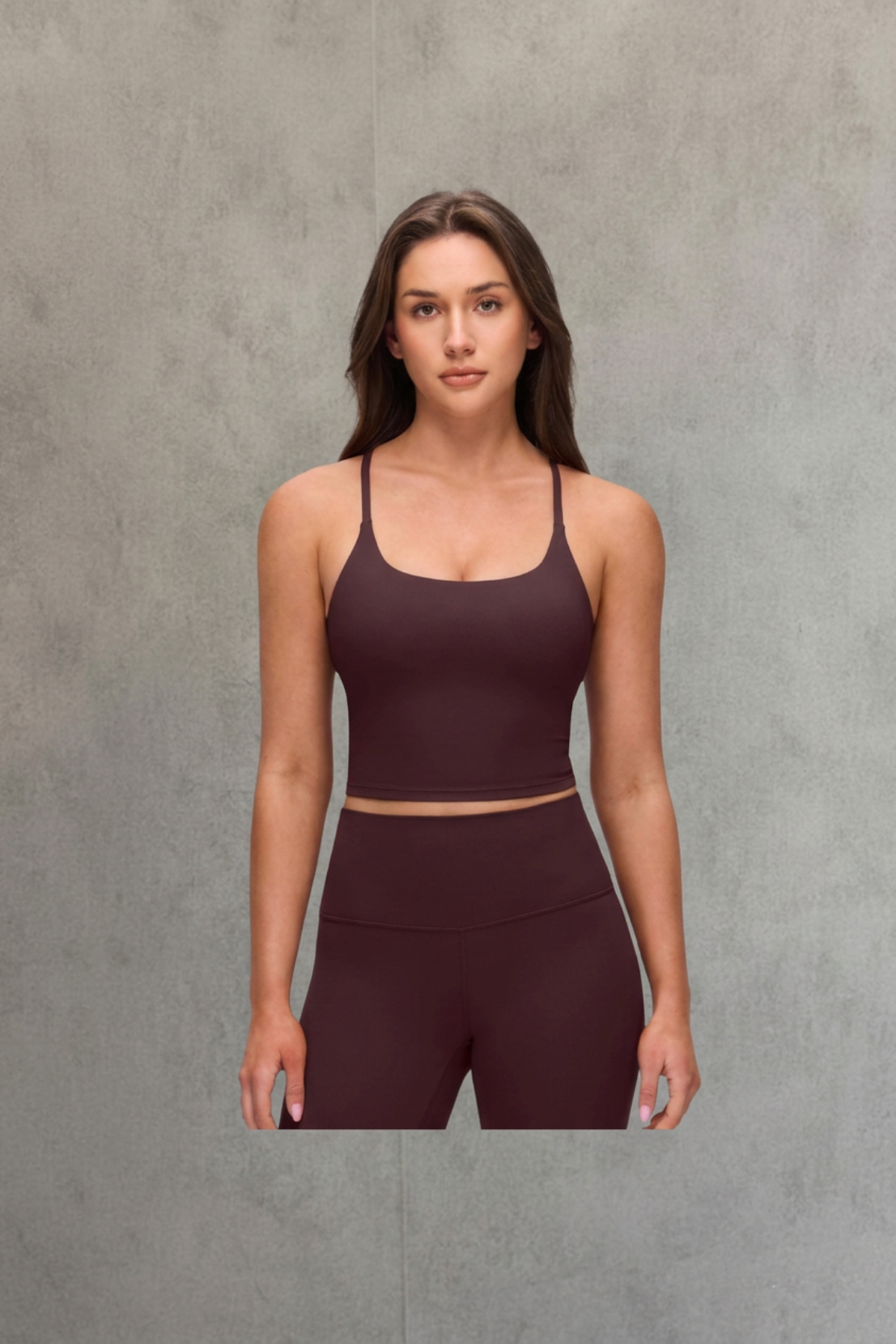 Crzyoga Sport Bra Twist Cross Back Built in Bra Tank - Ripe Plum | Talla M
