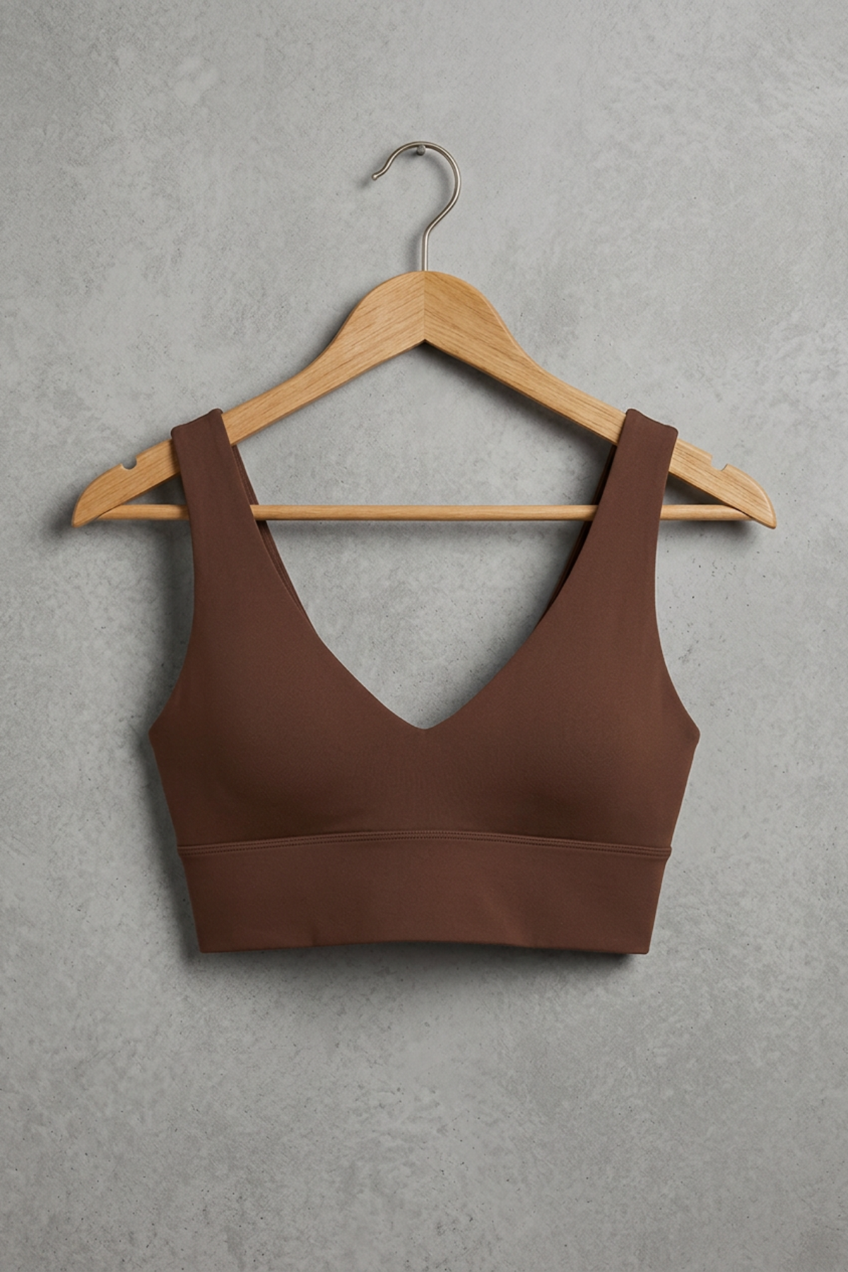 Crzyoga Deep V Neck Sports Bra - Coffee Brown | Talla M