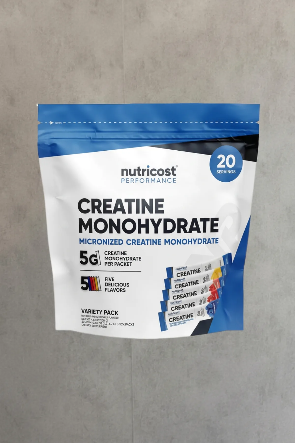 Creatina marca Nutricost Monohidratada en polvo (5 Sabores, 20 Tomas)